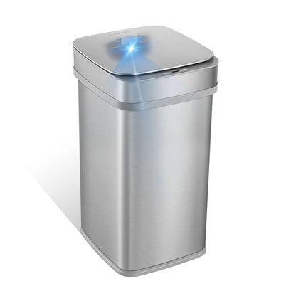 Smart Sensor Trash Can – 13 Gallon / 50L, UV Ozone Odor Control, Motion Lid, Stainless Steel, Kitchen Office Bin