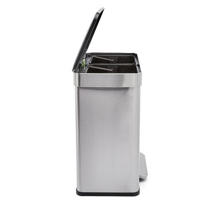 Stainless Steel Recycling Trash Can – Kitchen Waste Bin, Foot Pedal, Lid