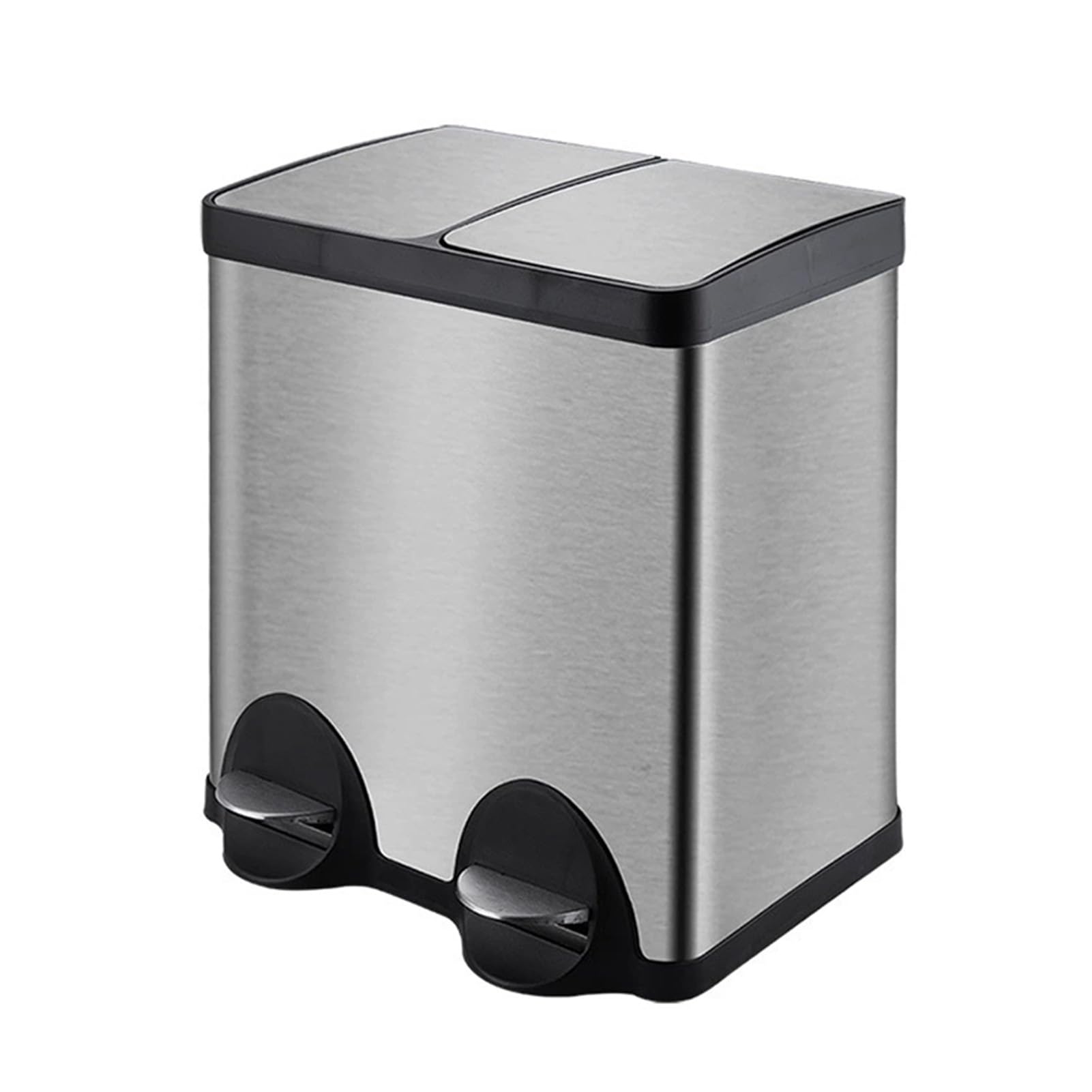 30L Dual Compartment Step Trash Can – Stainless Steel, Soft-Close Lid, Two Buckets, Silent Pedal, Recycling Bin