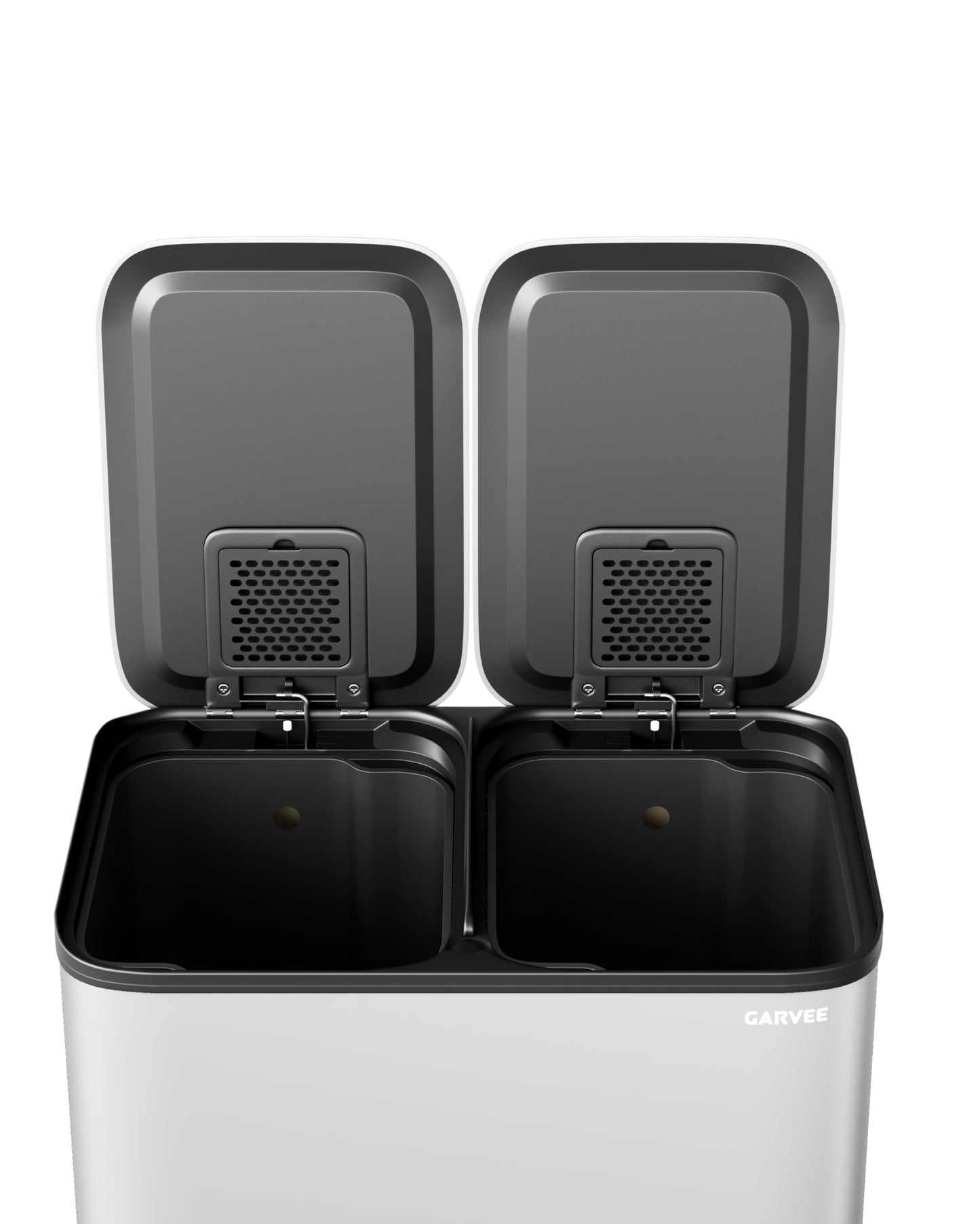 Double Step Trash Can – 2 x 8 Gallon, Stainless Steel, Dual Compartment, Soft-Close Lid, Recycling Bin