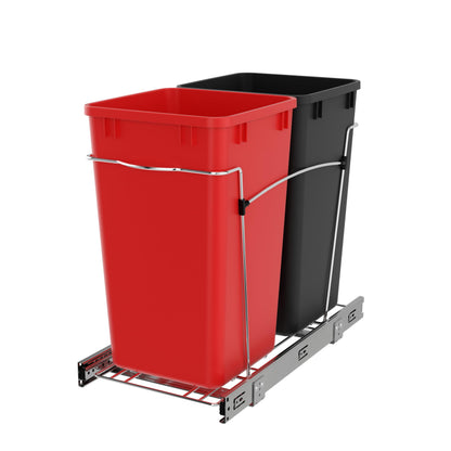 Pull-Out Trash Can for Kitchen Cabinets – Under Sink Sliding Waste Bin System, Soft-Close Organizer