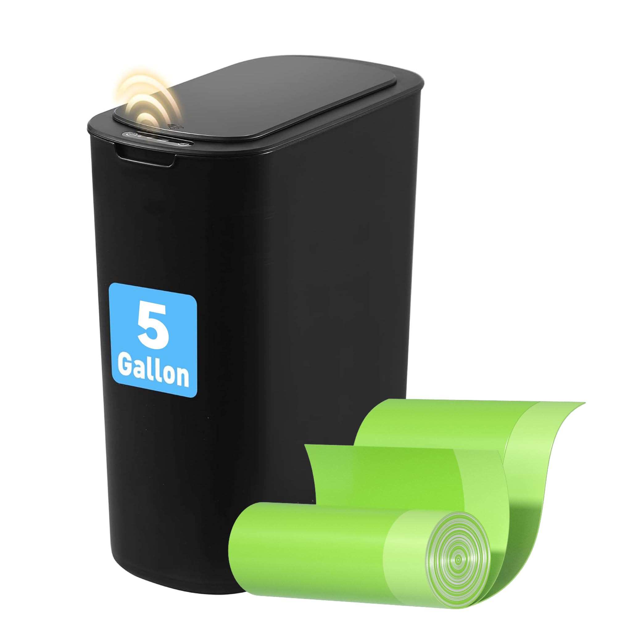 Bathroom Smart Trash Can – 5 Gallon / 18L, Touchless Motion Sensor, Slim Narrow Design, Lid, Home Office Bedroom RV