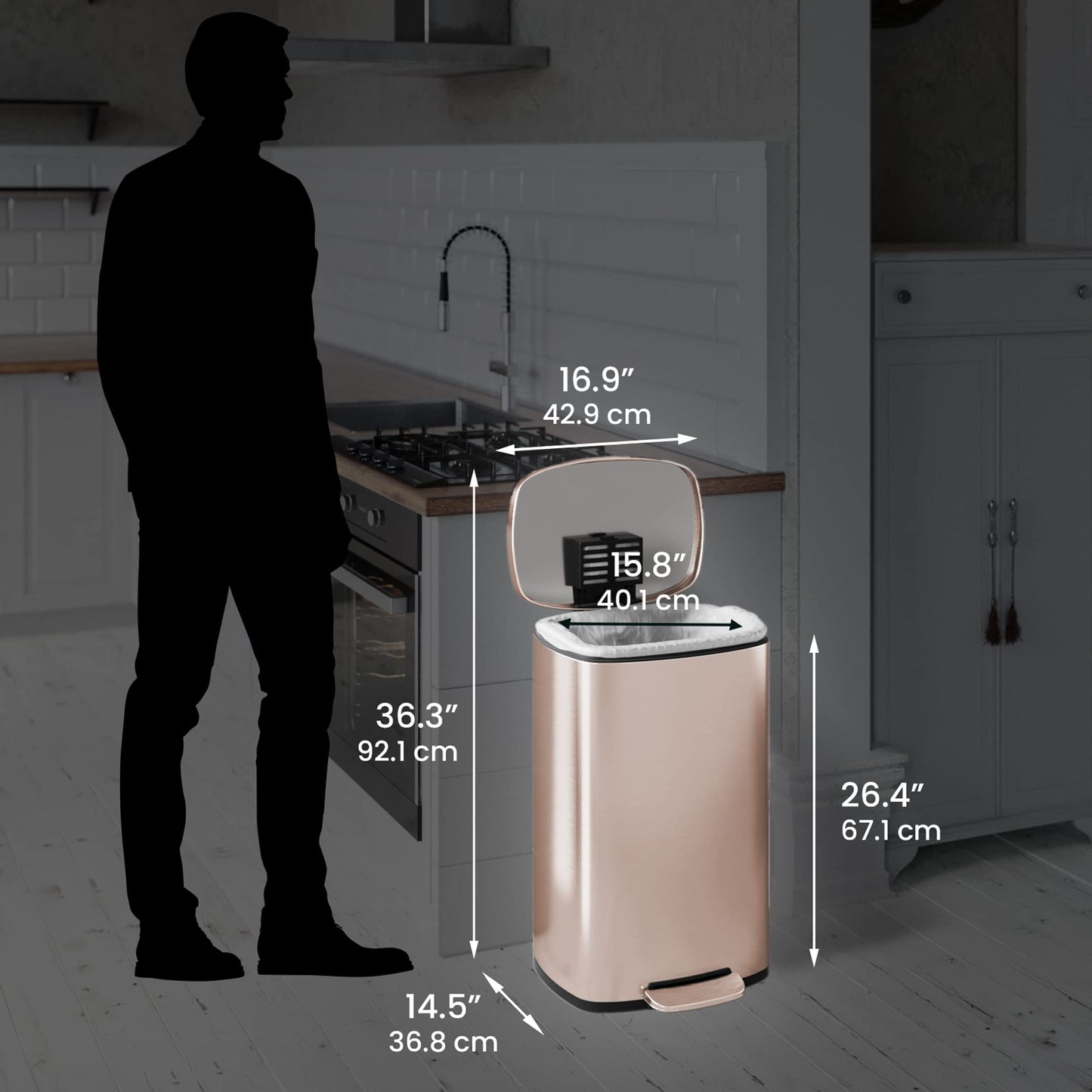 Smart Sensor Trash Can – Touchless Automatic Lid, Stainless Steel, Removable Bucket, Hygienic Kitchen & Office Bin