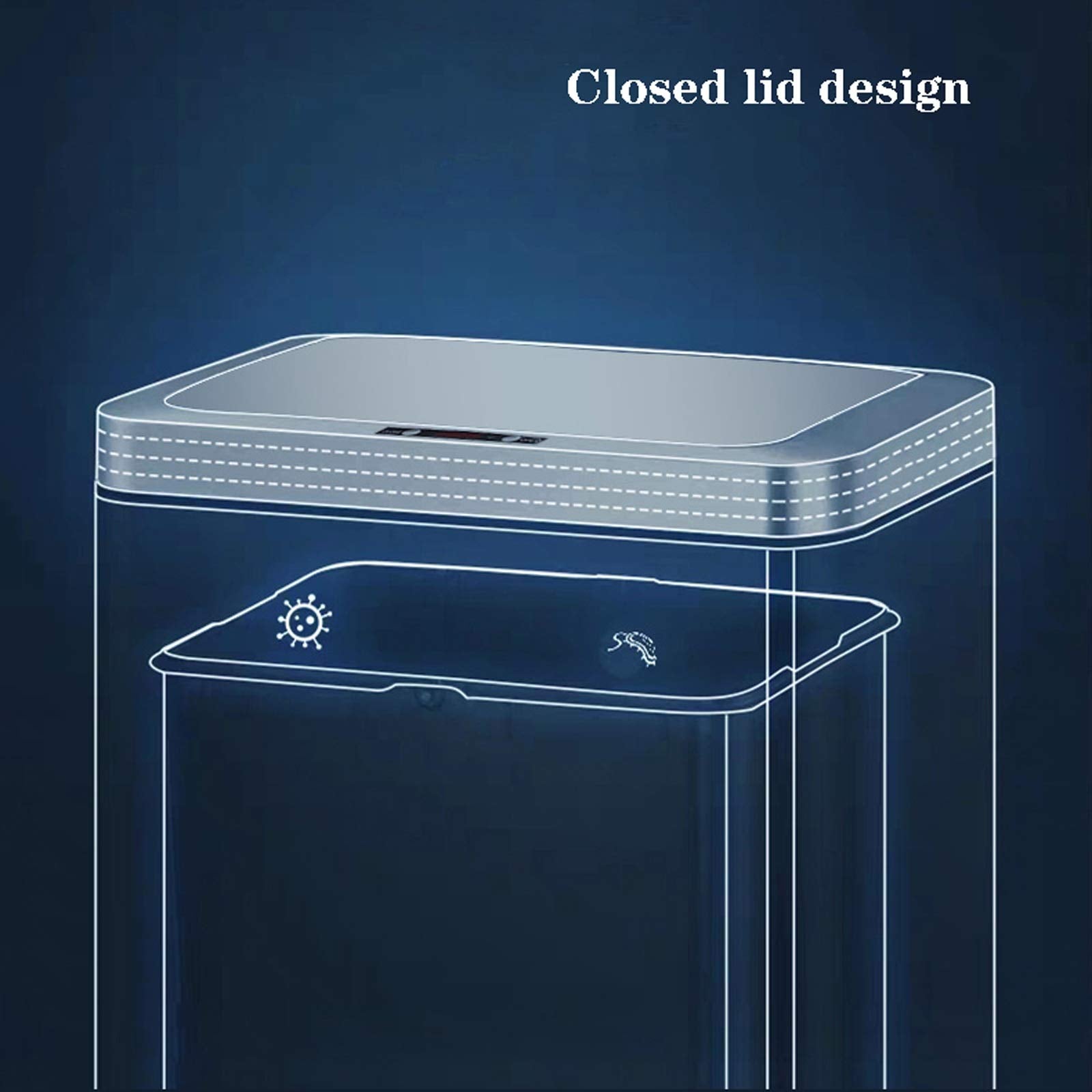 Smart Induction Trash Can with Lid, Large Capacity Kitchen & Living Room Waste Bin