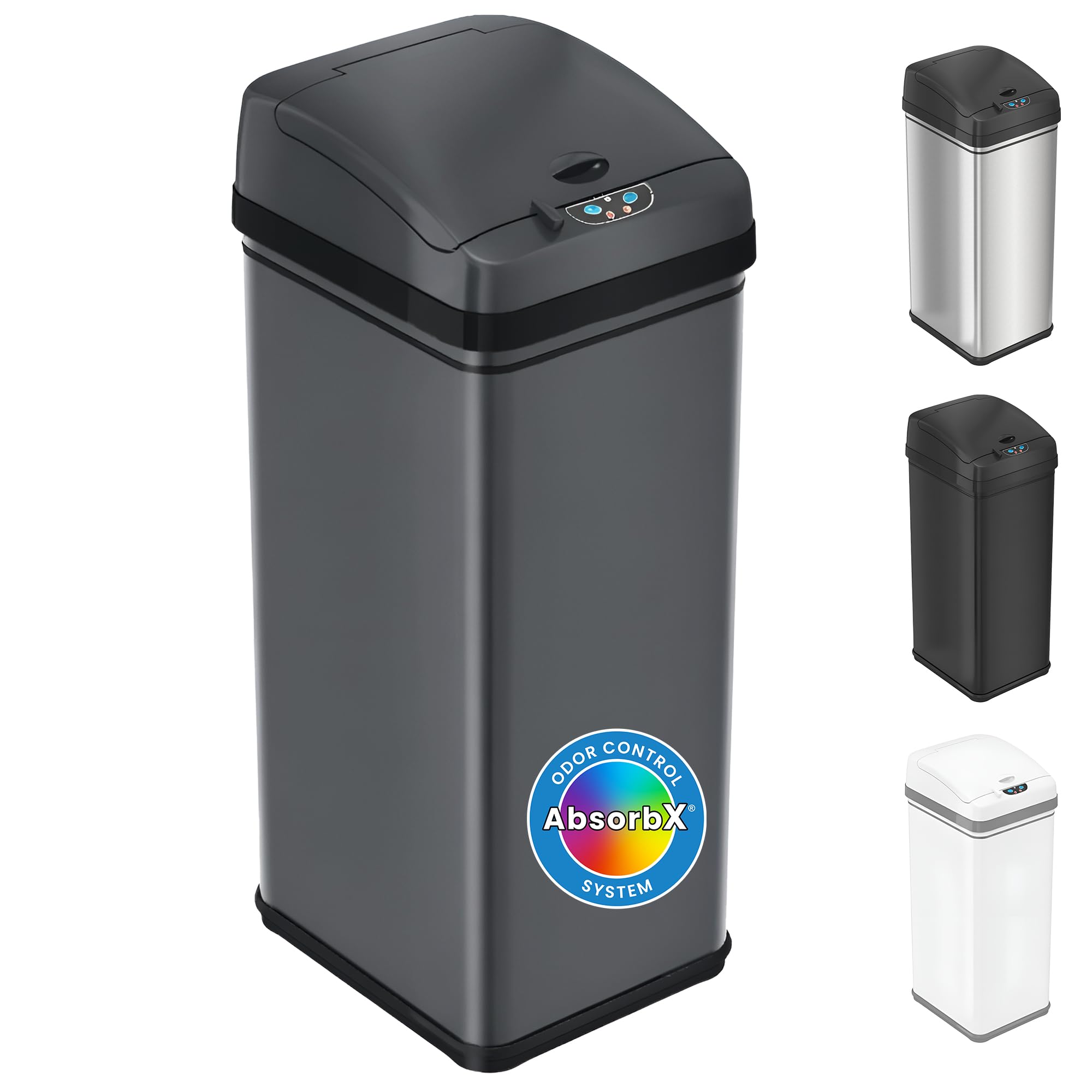 13 Gallon Oval Smart Sensor Trash Can – 50L, Odor Filter, Stainless Steel, Motion Activated, Soft-Close Lid