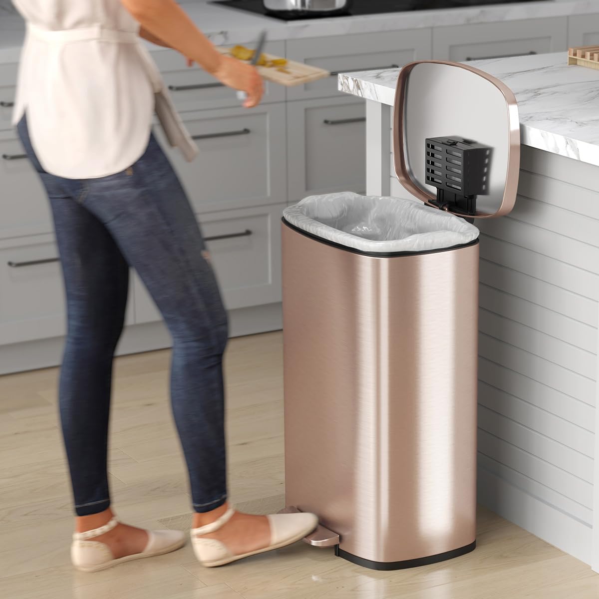Smart Sensor Trash Can – Touchless Automatic Lid, Stainless Steel, Removable Bucket, Hygienic Kitchen & Office Bin