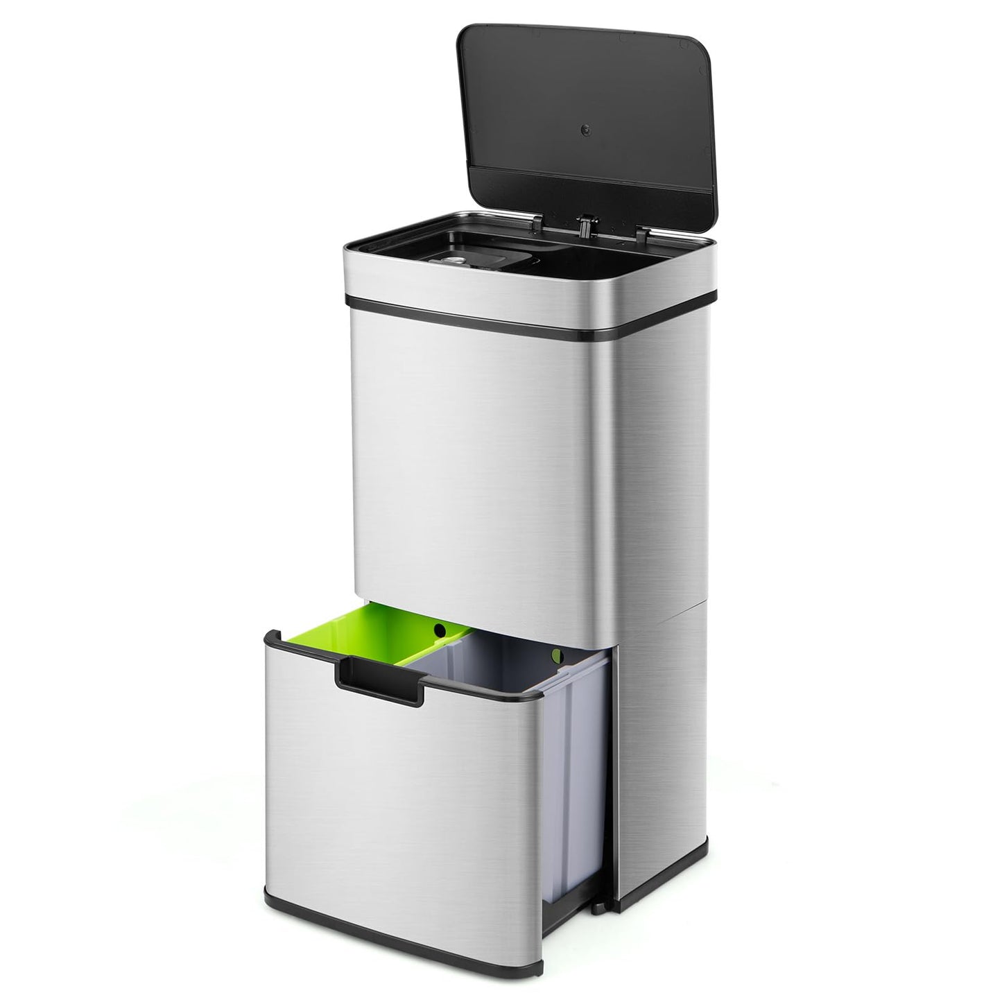 16 Gallon Stainless Steel Step Trash Can – Dual Bucket, Soft-Close Lid, Foot Pedal, Odor Control, Recycling Bin
