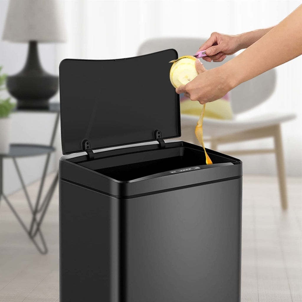 Smart Sensor Stainless Steel Trash Can, 13 Gallon Rectangular Indoor Garbage Bin with Lid