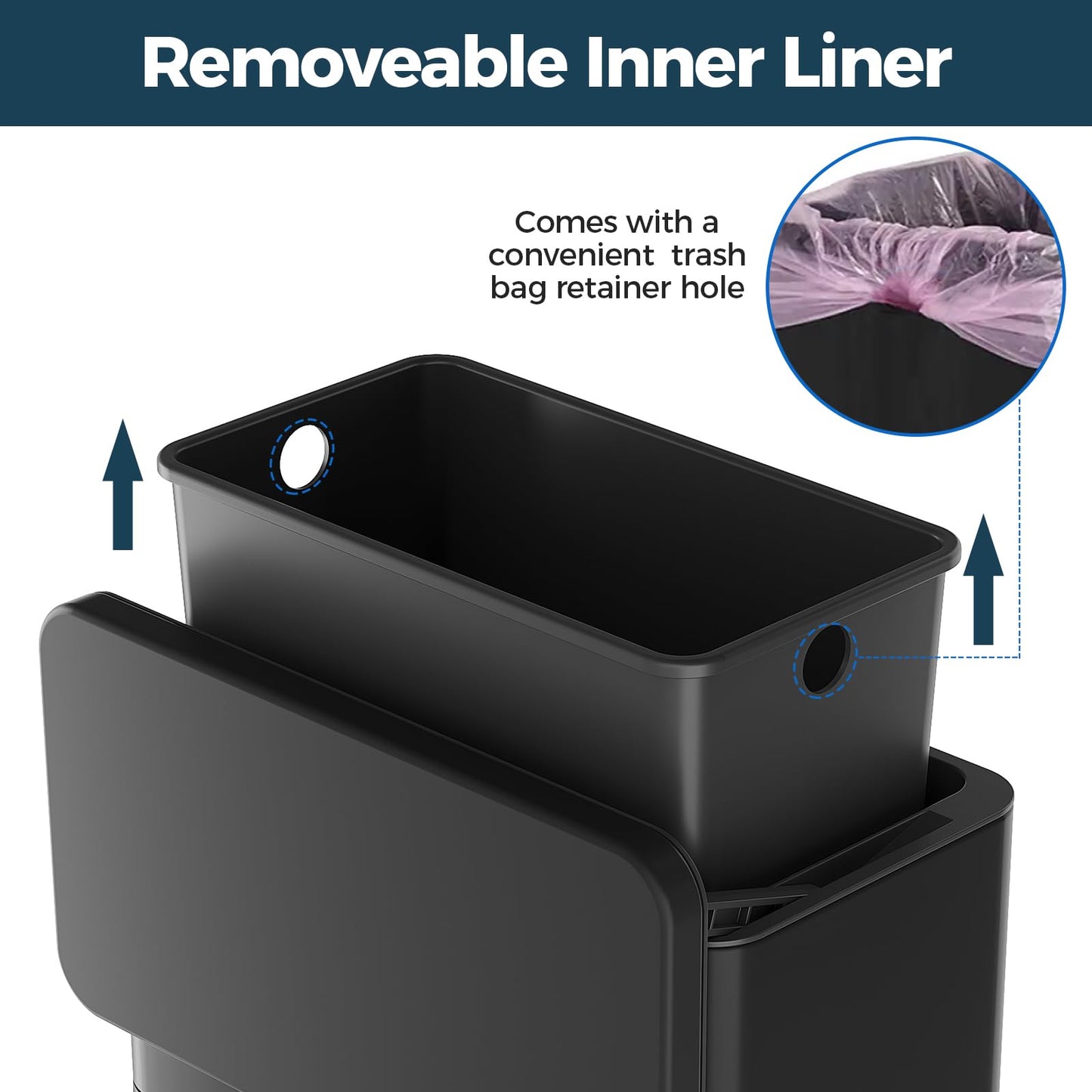 Hanging Stainless Steel Trash Can – With Lid & Inner Bucket, Wall Mount Kitchen Waste Bin