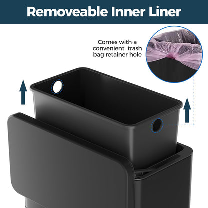Hanging Stainless Steel Trash Can – With Lid & Inner Bucket, Wall Mount Kitchen Waste Bin