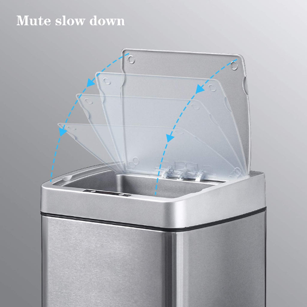 Smart Induction Trash Can with Lid, Large Capacity Kitchen & Living Room Waste Bin