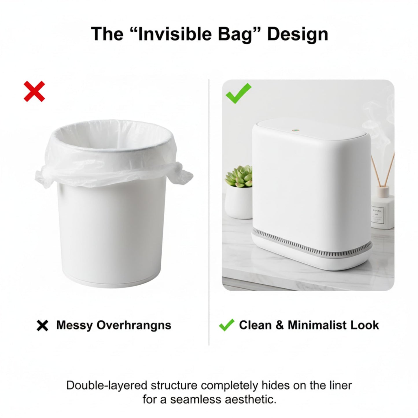 Dog Proof Trash Can – 3.3 Gallon Slim Bathroom Bin, Odor Sealing, Inner Bucket, Diaper Pail, White