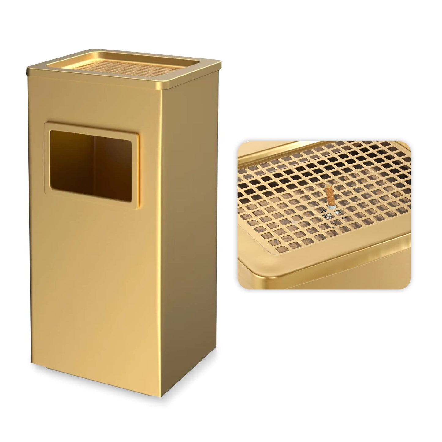 Outdoor Commercial Trash Can – Stainless Steel, Heavy Duty Waste Bin, Lockable Lid, Industrial Garbage Container