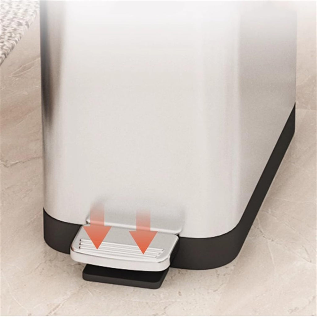 Slim Stainless Steel Step Trash Can, Soft Close Lid with Removable Inner Bucket, Bathroom Kitchen Household Waste Bin