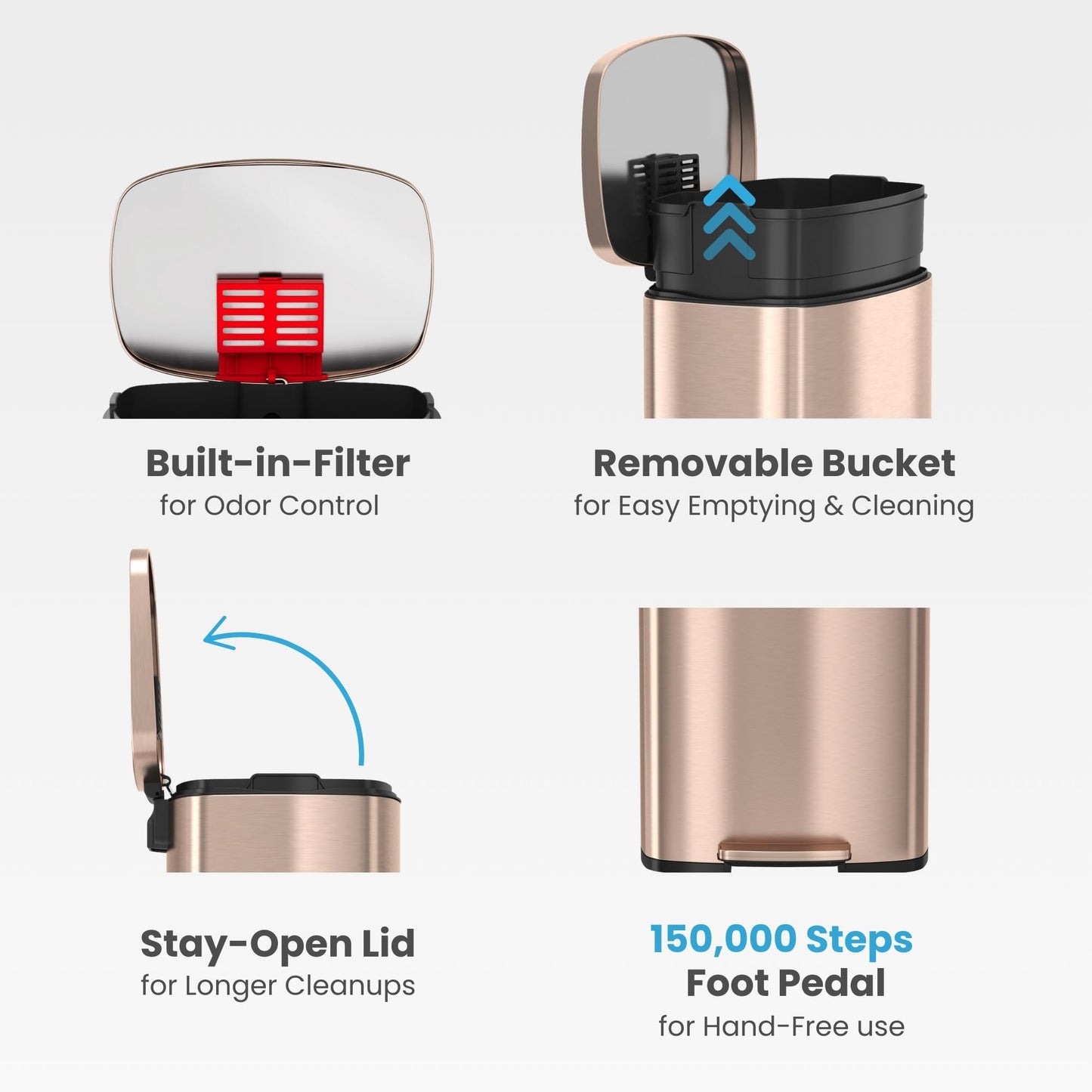 Smart Sensor Trash Can – Touchless Automatic Lid, Stainless Steel, Removable Bucket, Hygienic Kitchen & Office Bin