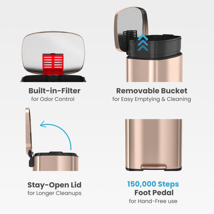 Smart Sensor Trash Can – Touchless Automatic Lid, Stainless Steel, Removable Bucket, Hygienic Kitchen & Office Bin