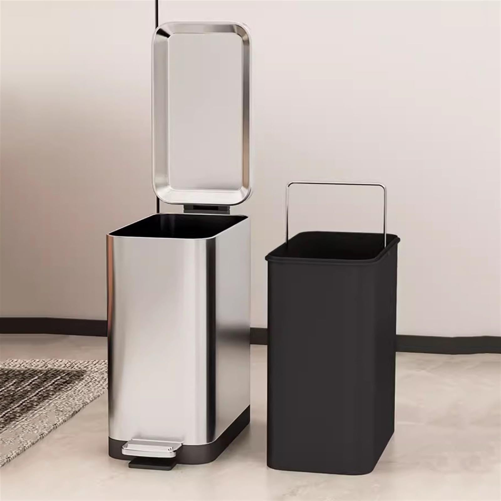 Slim Stainless Steel Step Trash Can, Soft Close Lid with Removable Inner Bucket, Bathroom Kitchen Household Waste Bin