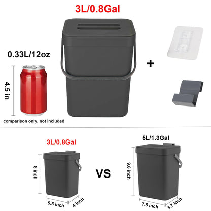 3L Small Trash Can – Compact Desktop Waste Bin, Mini Bathroom Kitchen Bin