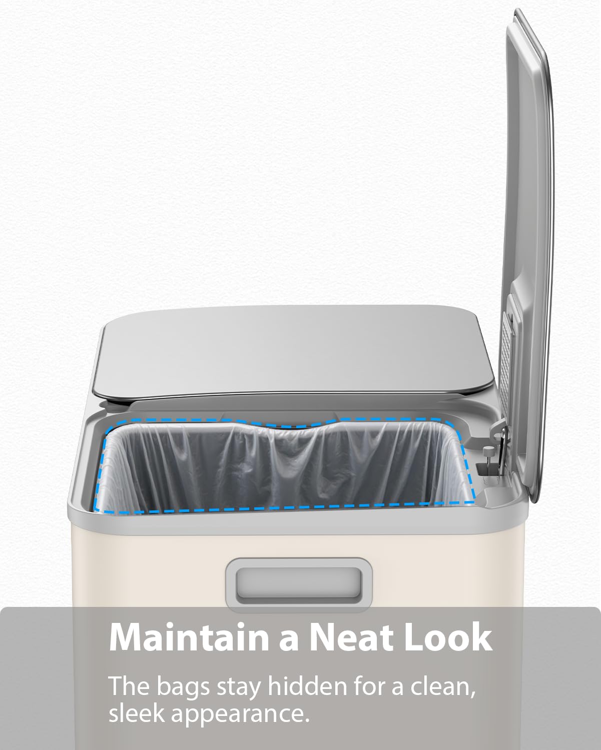 Dual Trash and Recycling Bins for Kitchen, 2×13 Gallon (2× 50L) Stainless Steel Trash and Recycle Bin Combo with Soft-Close Lid, Large Garbage Cans for Kitchen Home with 2 Magnets Sticker