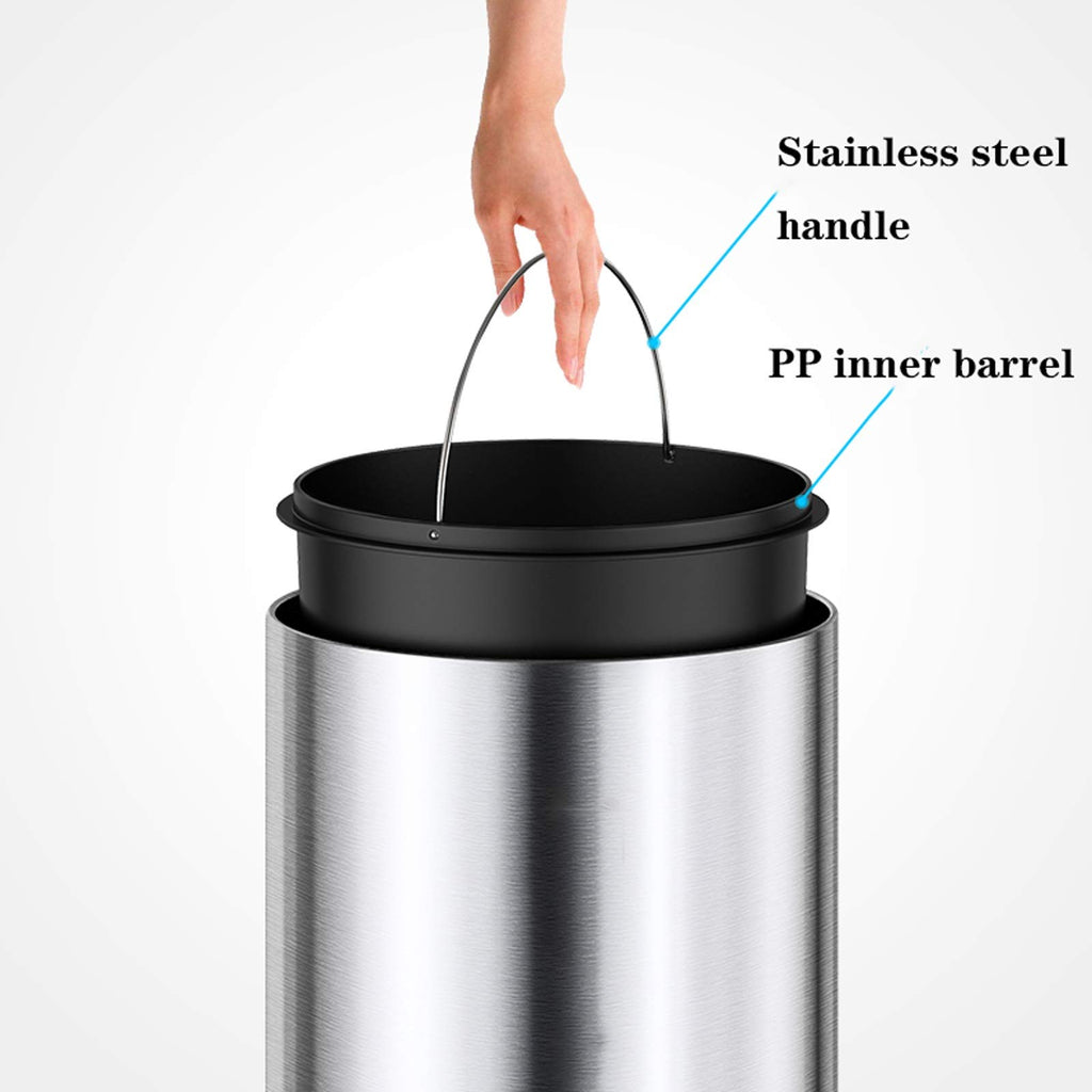 Smart Stainless Steel Kitchen Trash Can with Lid, Round Induction Waste Bin for Home & Living Room, 5.2–7.9 Gallon Capacity