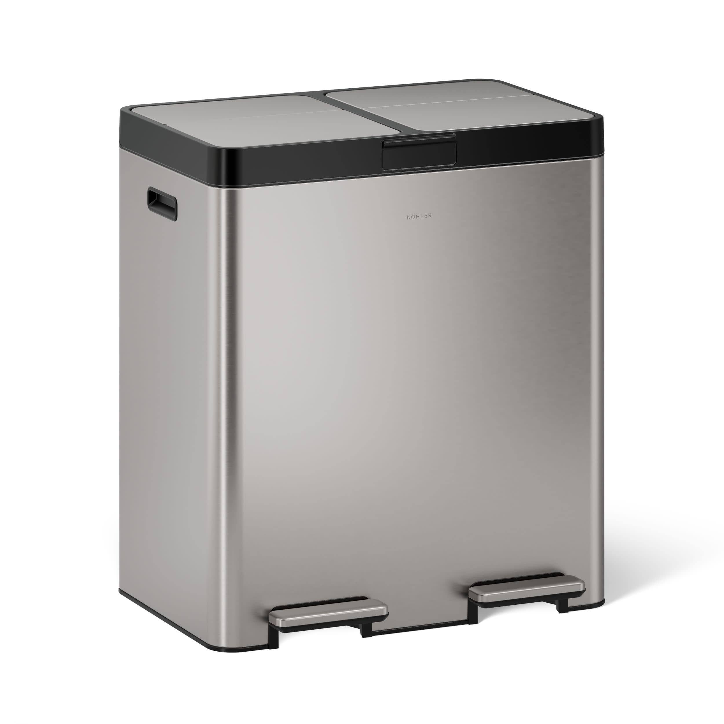 82L Dual Compartment Step Trash Can – Stainless Steel, Soft-Close Lid, Recycling Bin, Silent Pedal