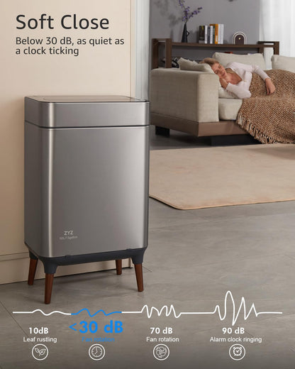 13 Gallon Smart Sensor Trash Can – 50L, Touchless, Butterfly Lid, Stainless Steel, USB Rechargeable, Soft-Close Kitchen Bin