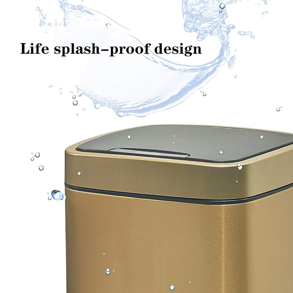 Smart Square Stainless Steel Sensor Trash Can with Lid, 2.3–3.1 Gallon Indoor Waste Bin for Bedroom & Living Room