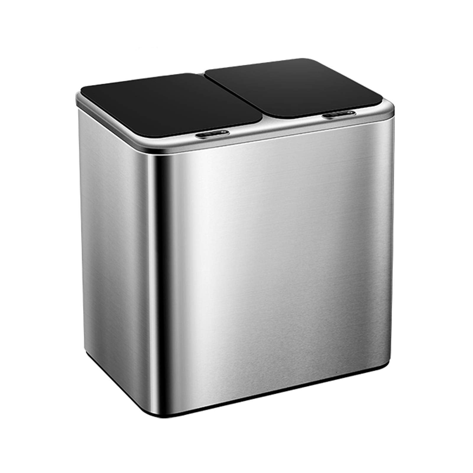 Smart Dual Compartment Sensor Trash Can, Large Capacity Stainless Steel Kitchen Waste Bin with Lid