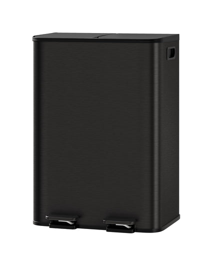 Double Step Trash Can – 2 x 8 Gallon, Stainless Steel, Dual Compartment, Soft-Close Lid, Recycling Bin