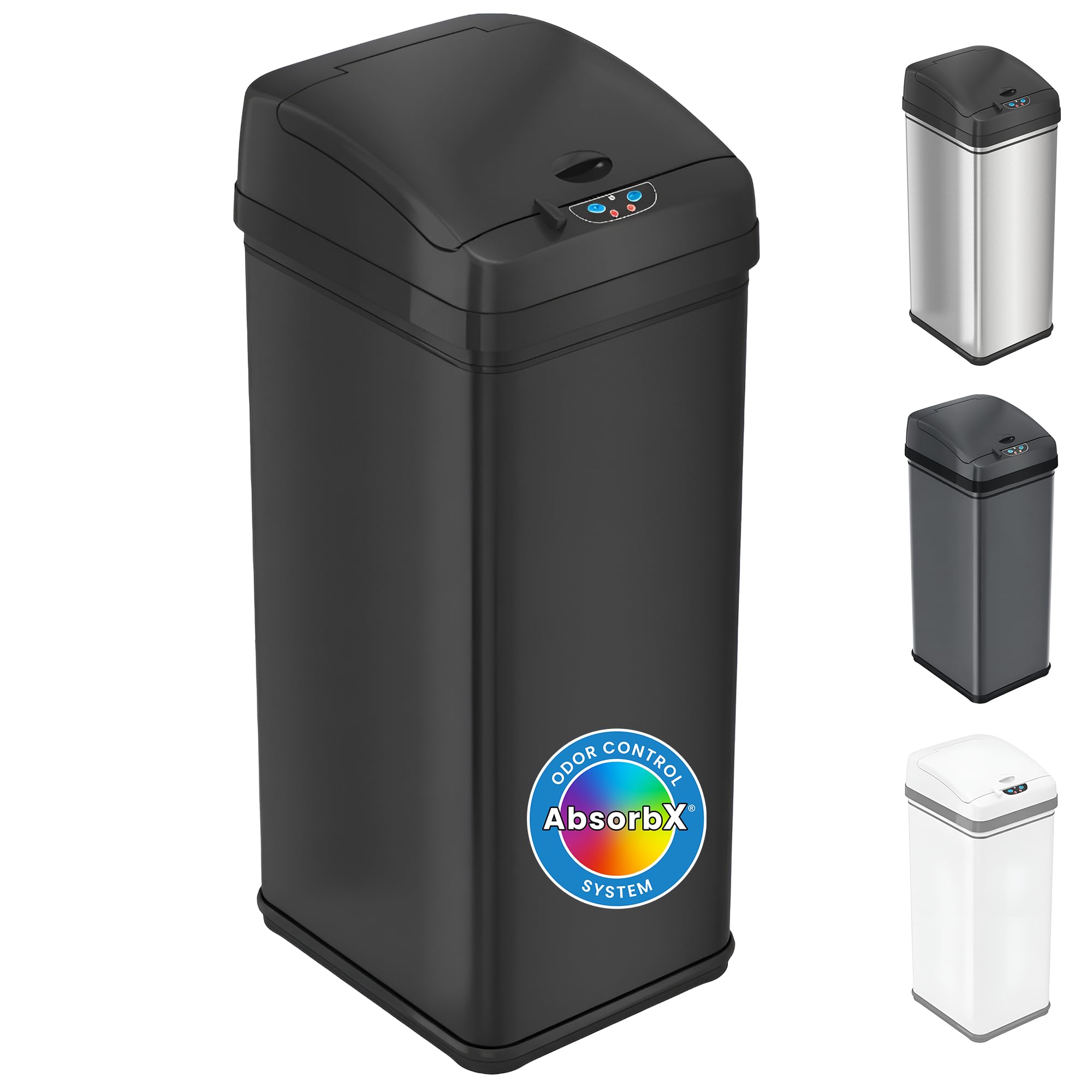 13 Gallon Oval Smart Sensor Trash Can – 50L, Odor Filter, Stainless Steel, Motion Activated, Soft-Close Lid