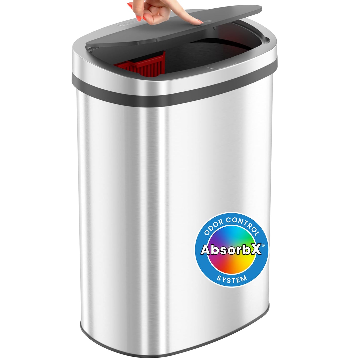 50L Smart Sensor Trash Can – Touchless Motion Lid, 13 Gallon Equivalent, Odor Control, Dent-Resistant Plastic, Battery Powered, Kitchen Office Bin