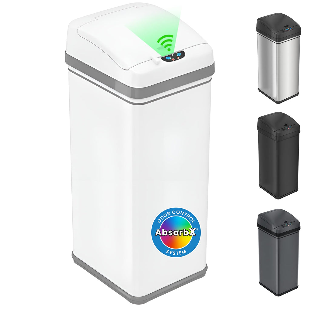 13 Gallon Oval Smart Sensor Trash Can – 50L, Odor Filter, Stainless Steel, Motion Activated, Soft-Close Lid