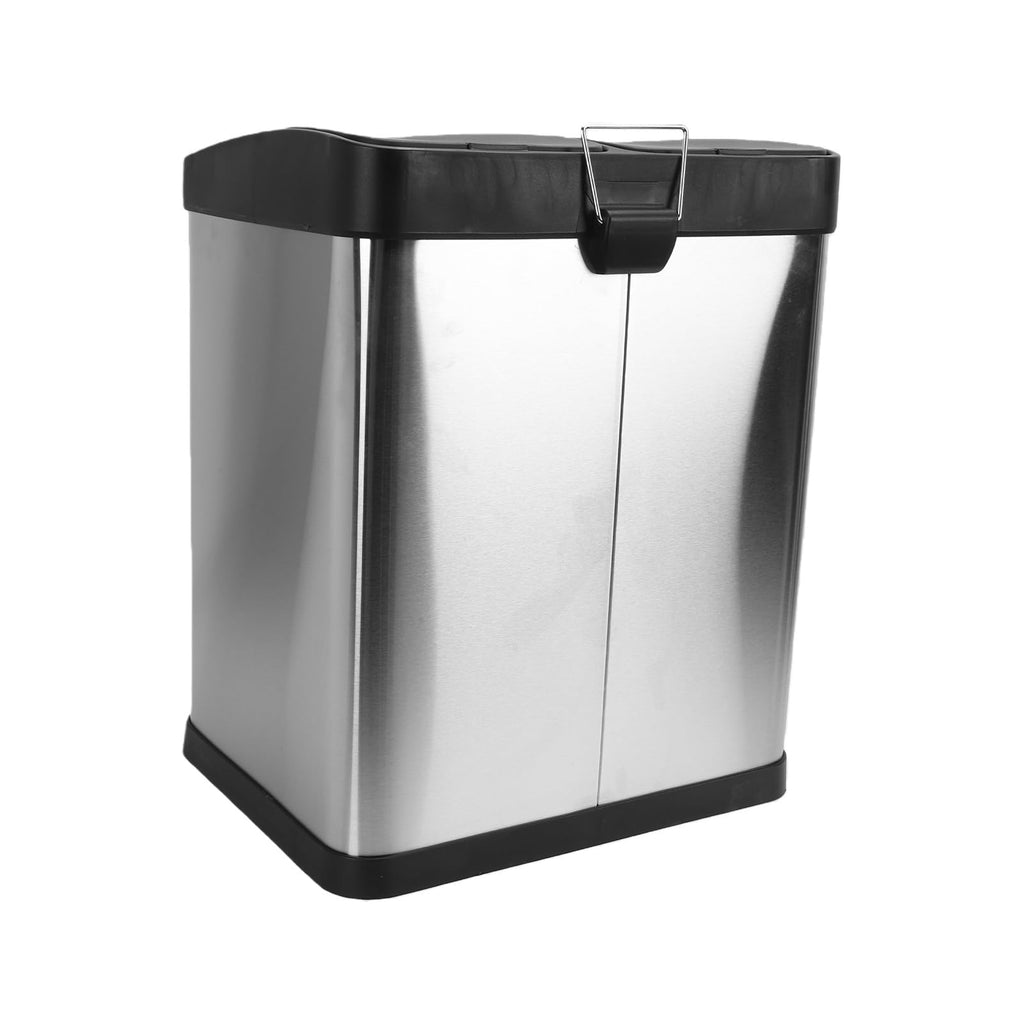 30L Dual Compartment Step Trash Can – Stainless Steel, Soft-Close Lid, Two Buckets, Silent Pedal, Recycling Bin