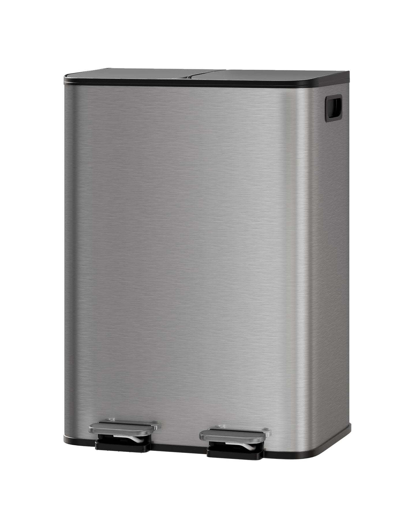 Double Step Trash Can – 2 x 8 Gallon, Stainless Steel, Dual Compartment, Soft-Close Lid, Recycling Bin