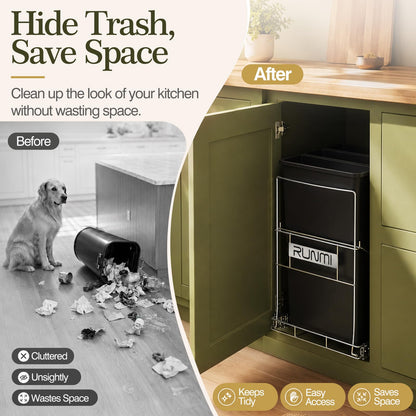 RUNMI Pull Out Trash Can Under Cabinet Under Sink Trash Can Pull Out with Handle