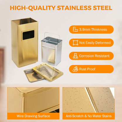 Outdoor Commercial Trash Can – Stainless Steel, Heavy Duty Waste Bin, Lockable Lid, Industrial Garbage Container