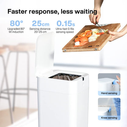 Smart Motion Sensor Trash Can – Self-Sealing, Self-Changing, Touchless Kitchen Bathroom Office Bin, Bag Ring System