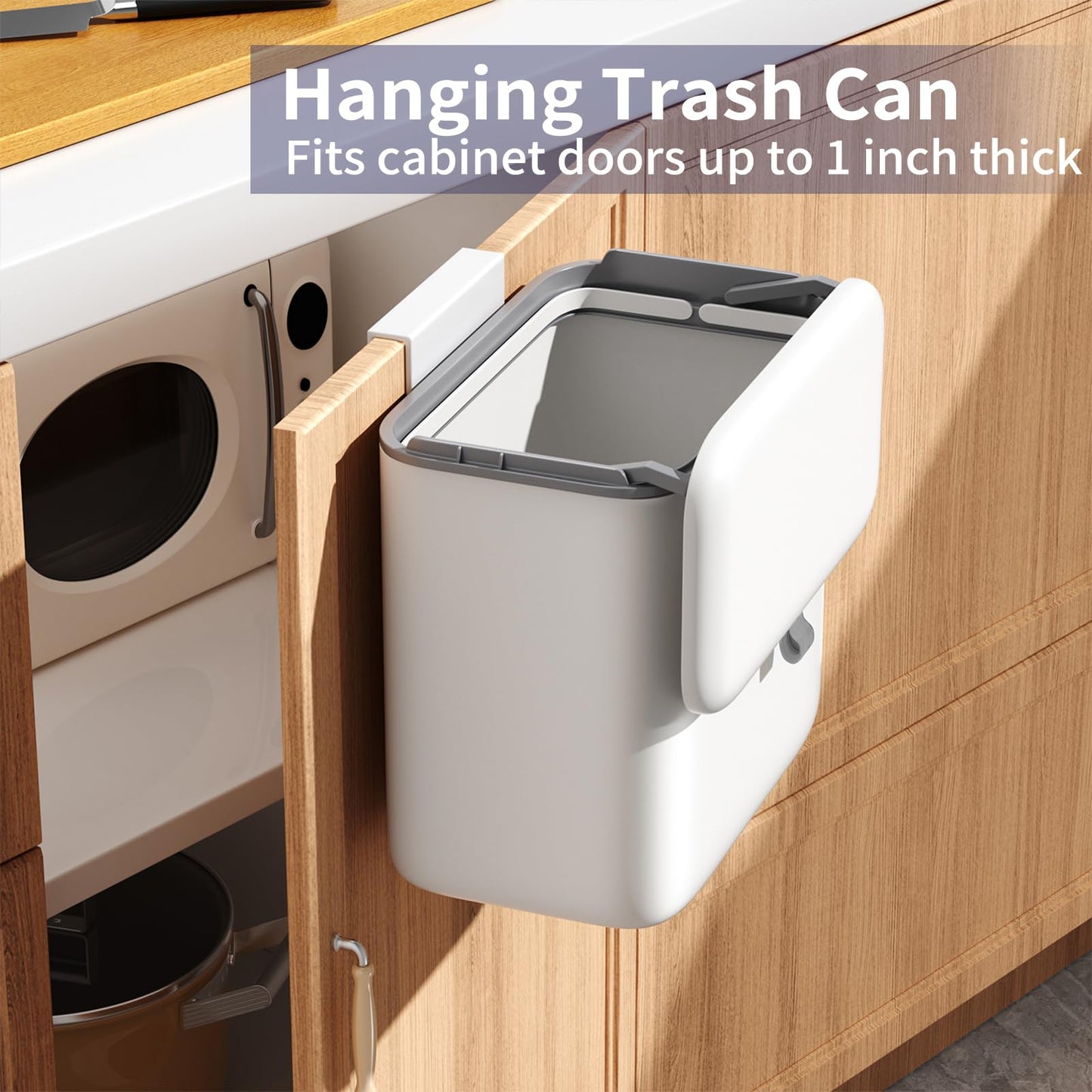 Kitchen Compost Bin – 2.6 Gallon, Hanging / Countertop, Lid, Food Waste Bin, Indoor Outdoor Use