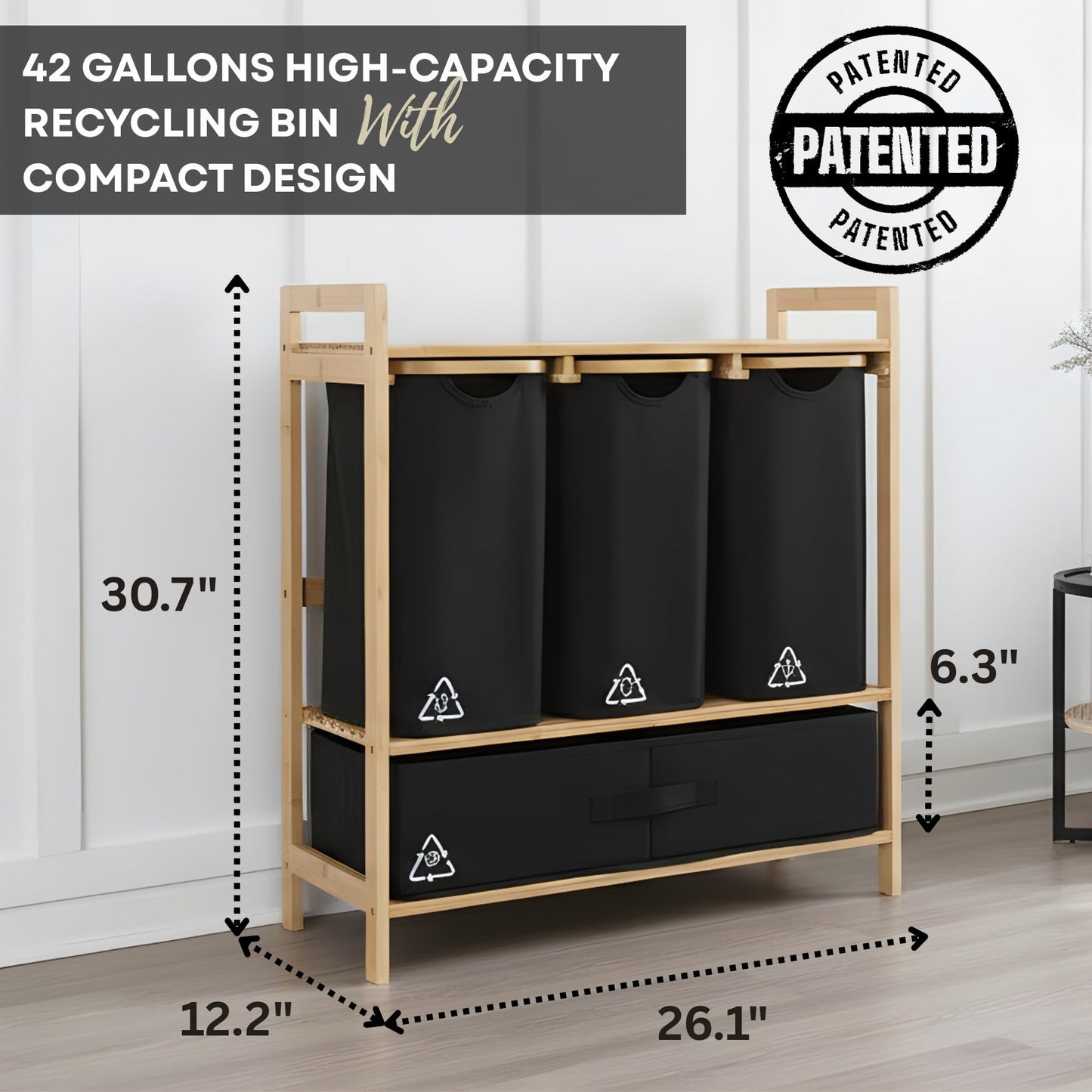 Kitchen Recycling Bin – Sectioned Waste Sorting Trash Can, Multi-Compartment Organizer