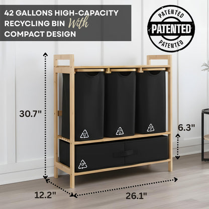 Kitchen Recycling Bin – Sectioned Waste Sorting Trash Can, Multi-Compartment Organizer