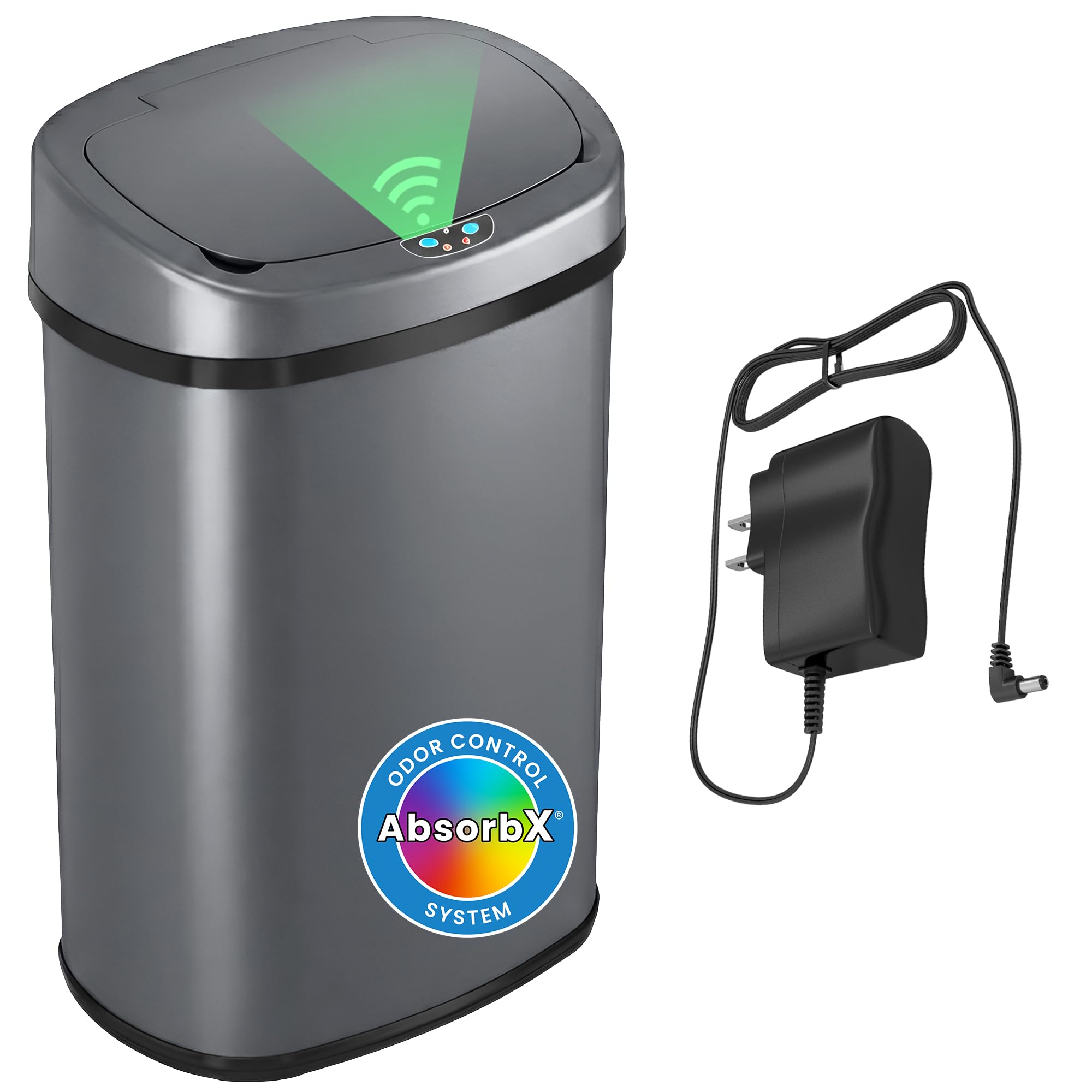 13 Gallon Oval Smart Sensor Trash Can – 50L, Odor Filter, Stainless Steel, Motion Sensor, Soft-Close Lid, Fingerprint Resistant