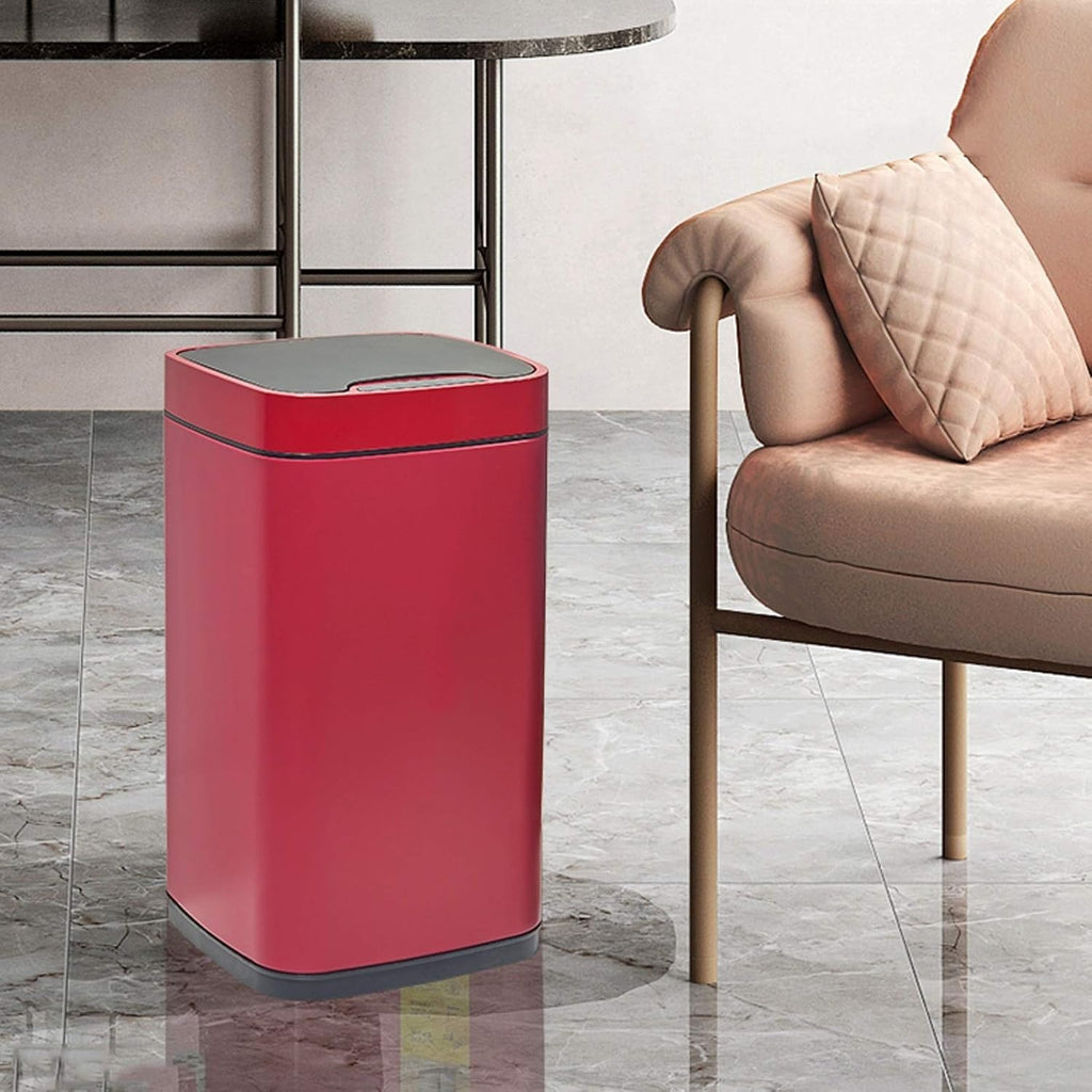 Smart Square Stainless Steel Sensor Trash Can with Lid, 2.3–3.1 Gallon Indoor Waste Bin for Bedroom & Living Room