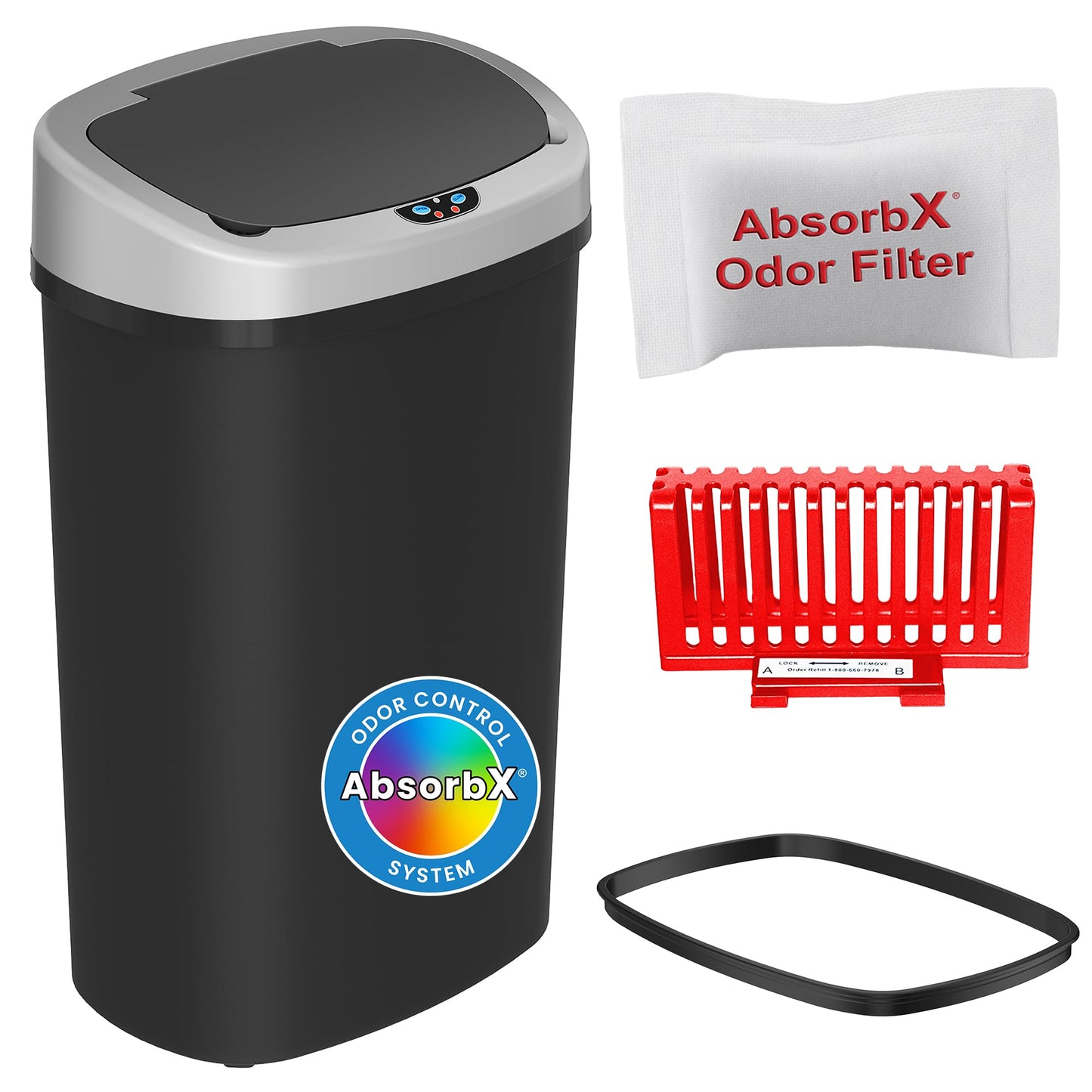 50L Smart Sensor Trash Can – Touchless Motion Lid, 13 Gallon Equivalent, Odor Control, Dent-Resistant Plastic, Battery Powered, Kitchen Office Bin