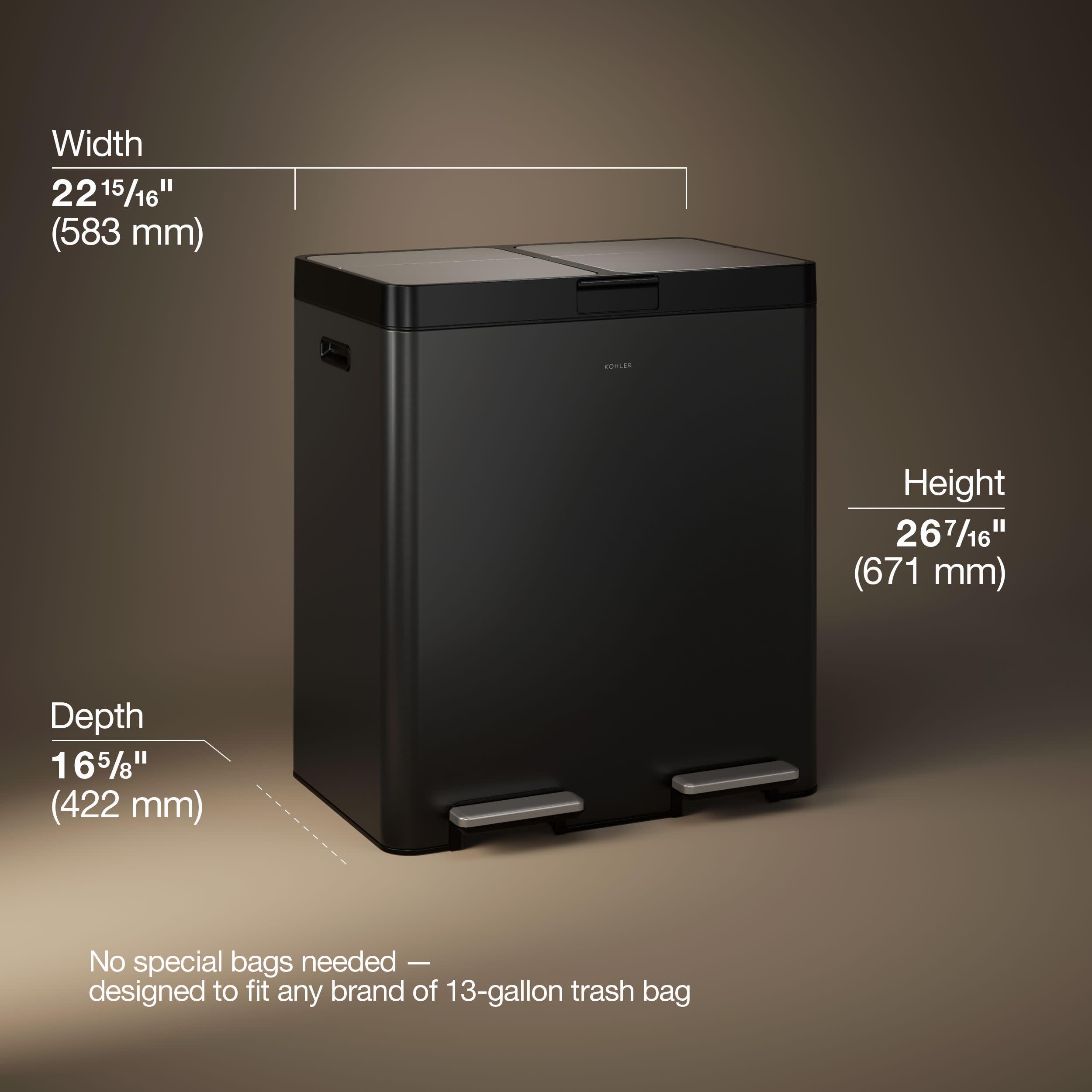 82L Dual Compartment Step Trash Can – Stainless Steel, Soft-Close Lid, Recycling Bin, Silent Pedal