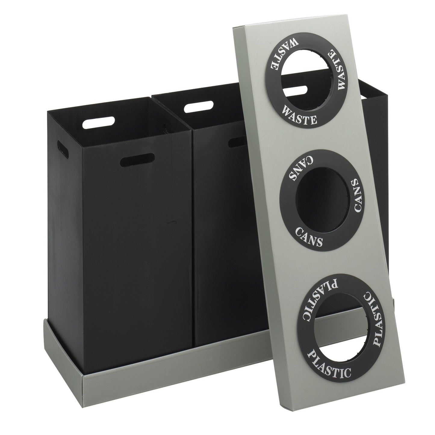 Large Capacity Recycling Bin Station – 3 Compartment Waste Sorting, Stainless Steel, Commercial Grade, Indoor Use