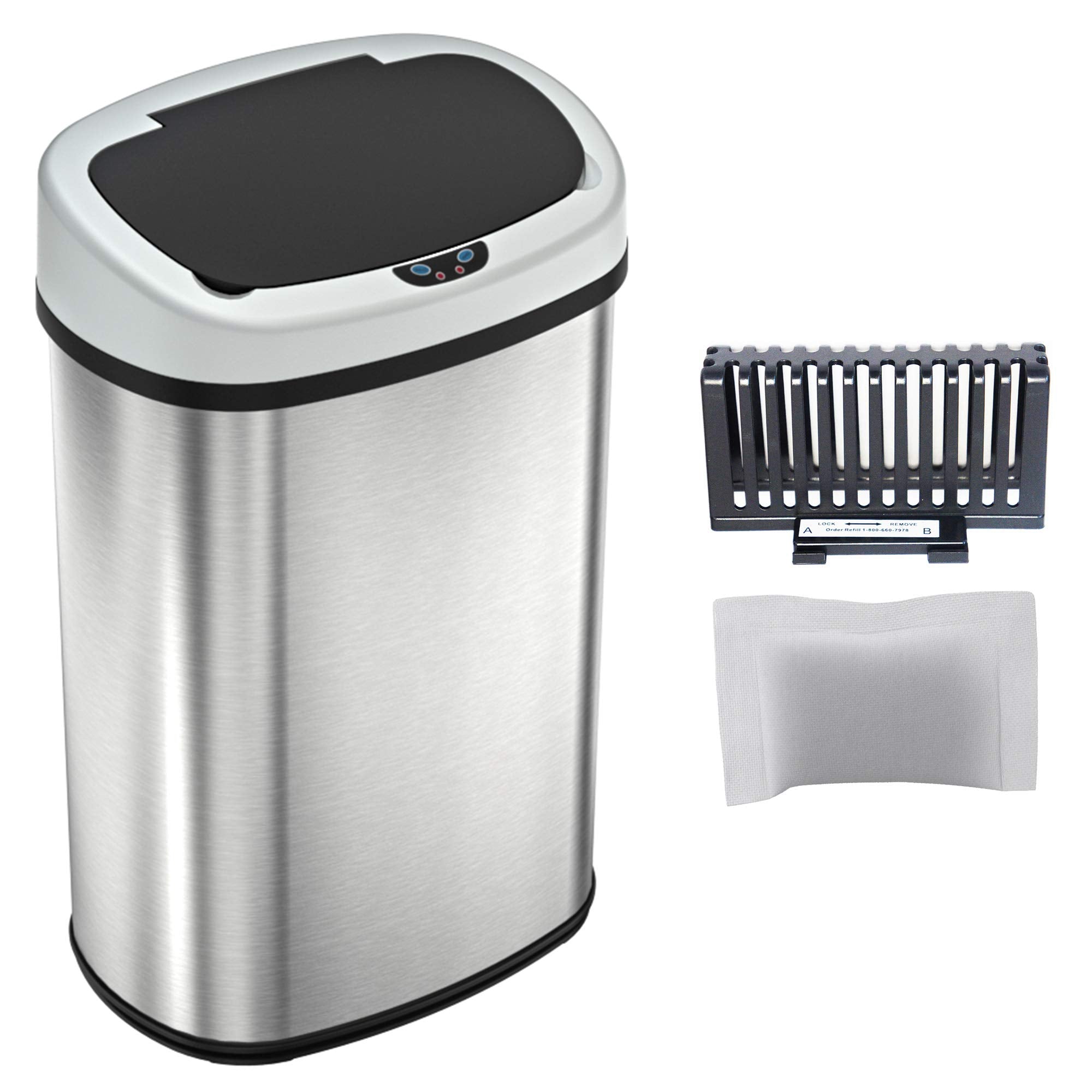13 Gallon Oval Smart Sensor Trash Can – 50L, Odor Filter, Stainless Steel, Motion Sensor, Soft-Close Lid, Fingerprint Resistant