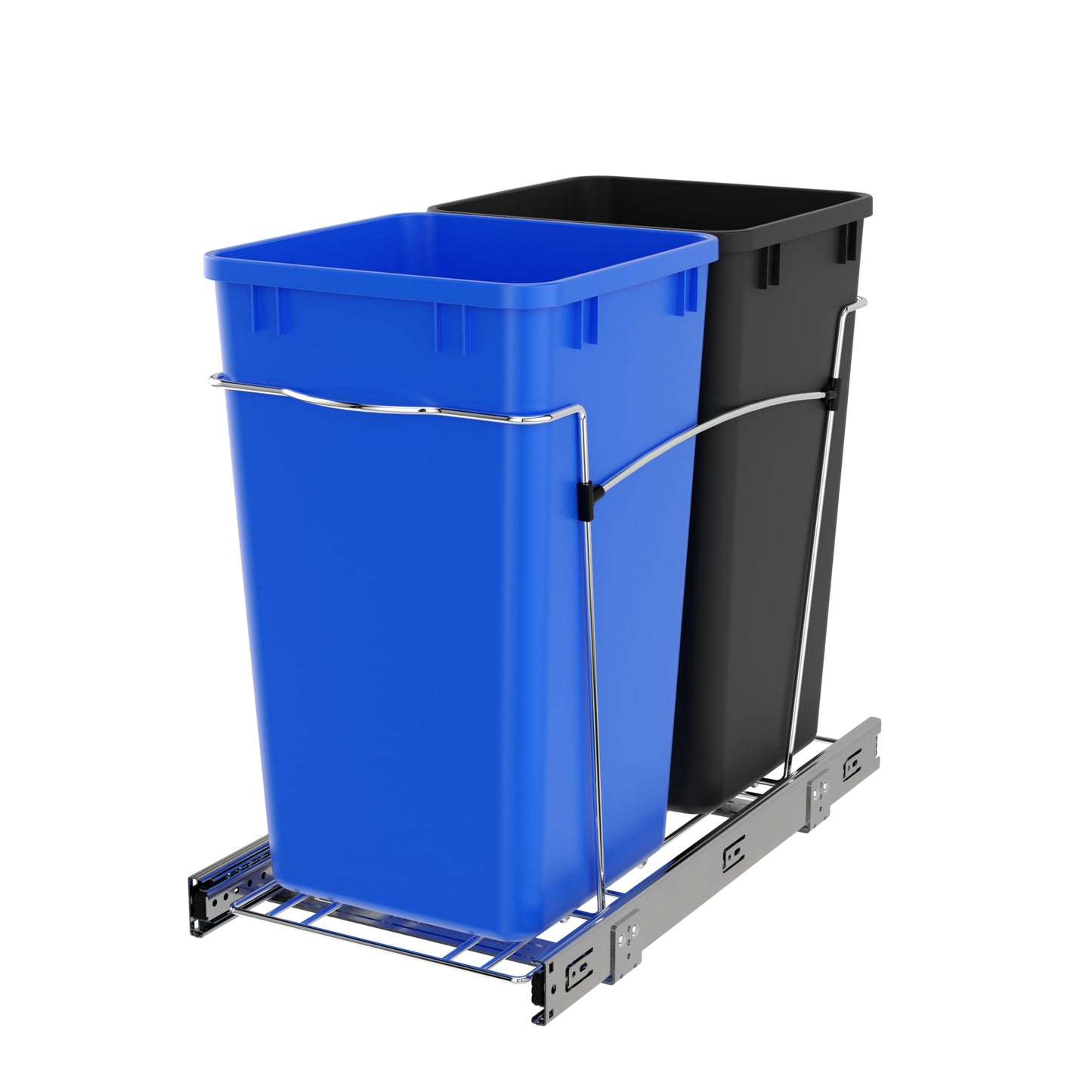 Pull-Out Trash Can for Kitchen Cabinets – Under Sink Sliding Waste Bin System, Soft-Close Organizer