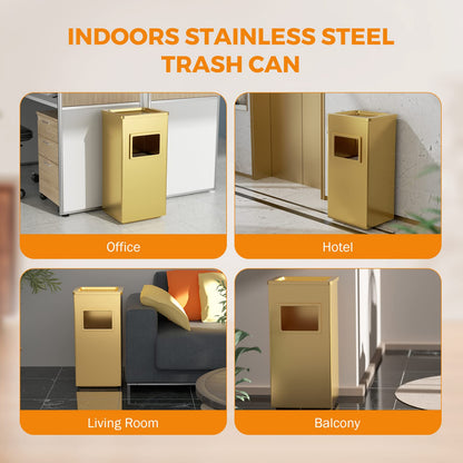 Outdoor Commercial Trash Can – Stainless Steel, Heavy Duty Waste Bin, Lockable Lid, Industrial Garbage Container
