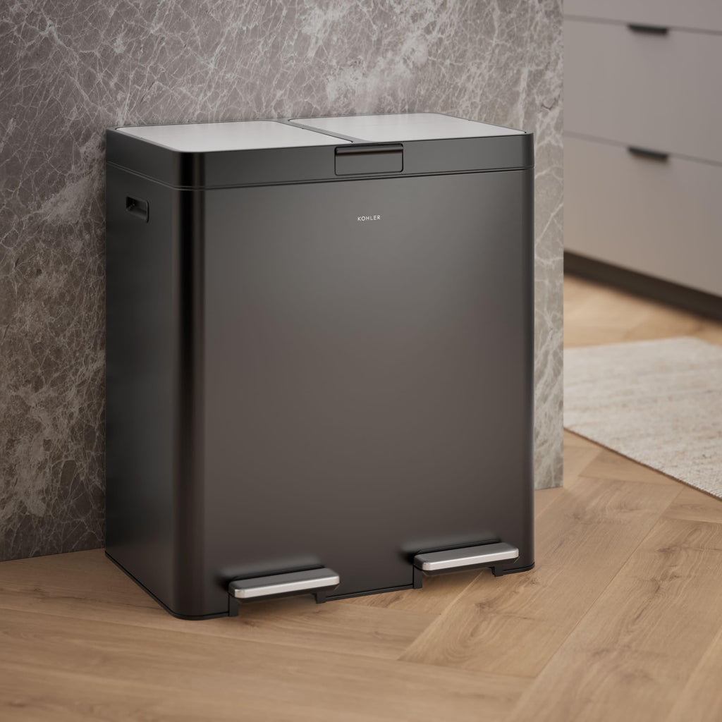 82L Dual Compartment Step Trash Can – Stainless Steel, Soft-Close Lid, Recycling Bin, Silent Pedal