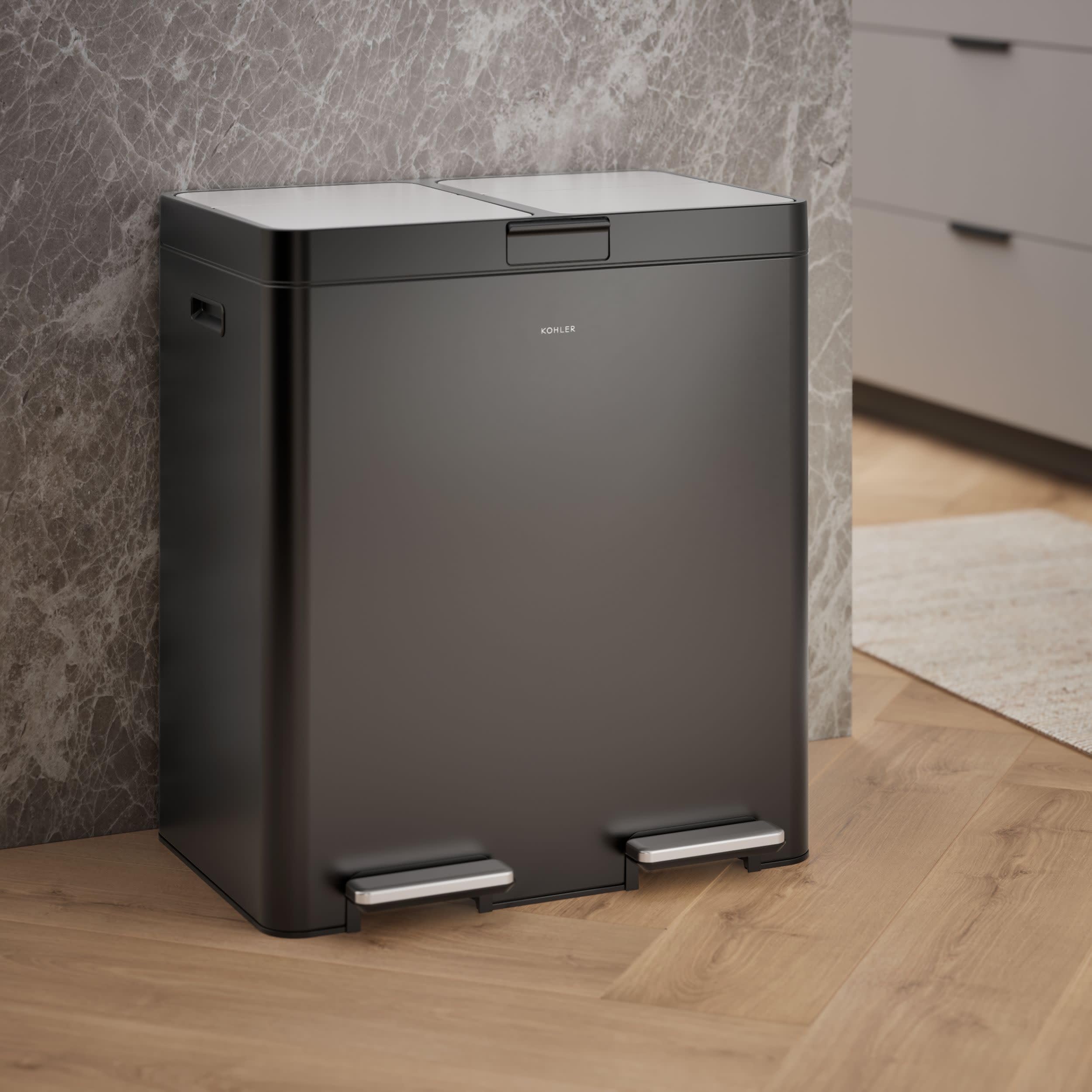 82L Dual Compartment Step Trash Can – Stainless Steel, Soft-Close Lid, Recycling Bin, Silent Pedal